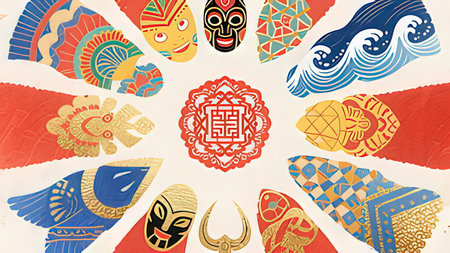 Traditional Chinese paper-cut works in a shop, closeup of photoの写真素材