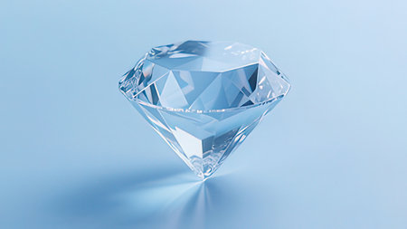 Diamond on blue background. 3D illustration. 3D CG. High resolution.の写真素材