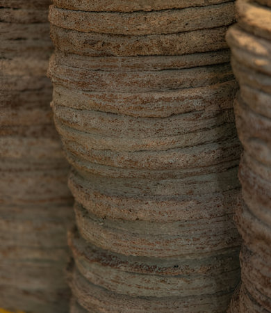 Ceramic pottery in a factory, closeup of photoの写真素材