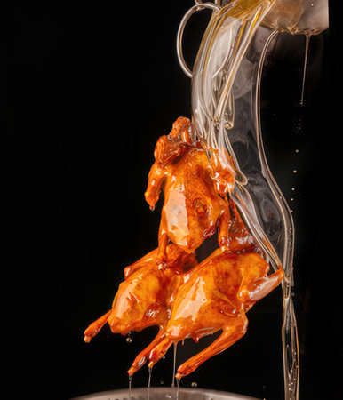 Horse made of plastic on black background, close-up.の写真素材