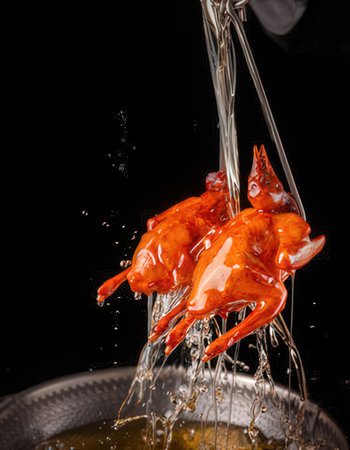chicken wings in water on a black background. close-upの写真素材