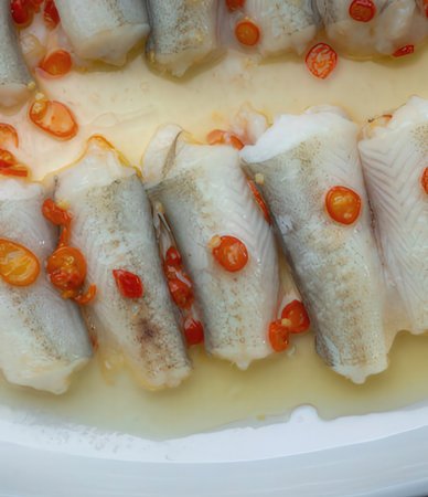 Thai style salted herring fillet with sweet and sour sauce