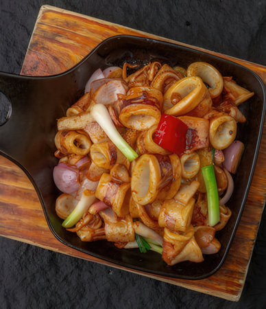 Korean food Stir-fried squid in soy sauce