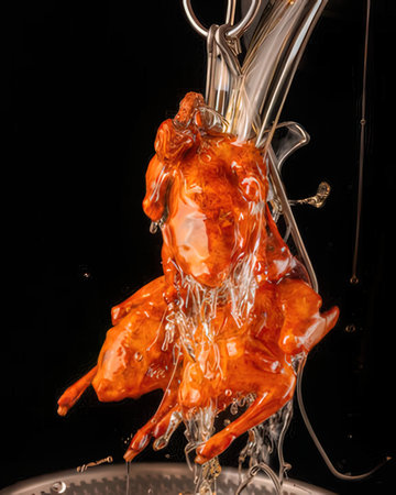 Frog on a black background in the form of a fish.の写真素材