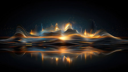 abstract background with glowing waves and space for text, vector illustration