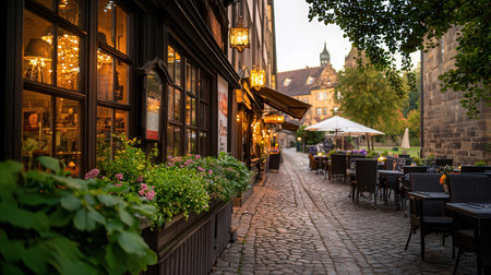 Beautiful street view of old town of Rothenburg ob der Tauber, Germany