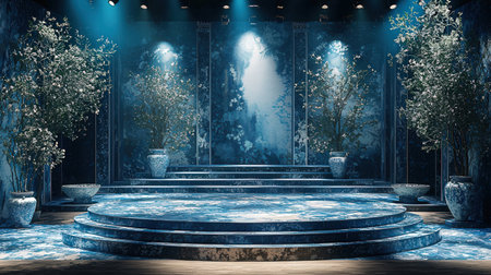 Podium and lighting, Stage Podium Scene,3D rendering