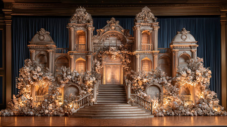 Luxury interior of a room decorated for a wedding ceremony.