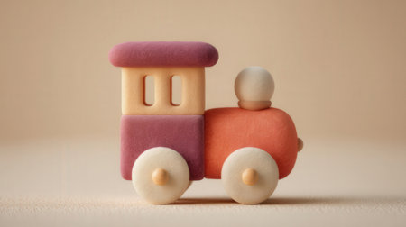 Wooden toy train with a man in the shape of a train