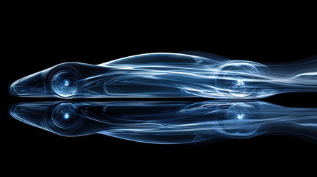 Abstract blue smoke on a black background. Computer generated 3D photo rendering