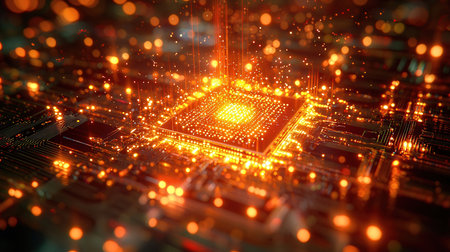 Circuit board close-up. Technology background. 3d rendering