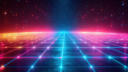 3d render of abstract background with neon lights. Laser rays.