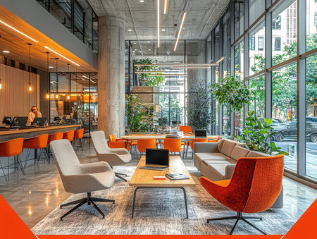 Interior of a modern office. 3d rendering mock up.