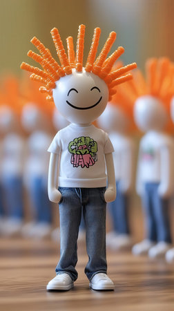 Doll with orange hair on his head. Conceptual image.の写真素材