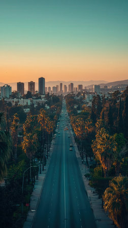 Los Angeles, California, USA downtown cityscape at dusk. Long exposure.