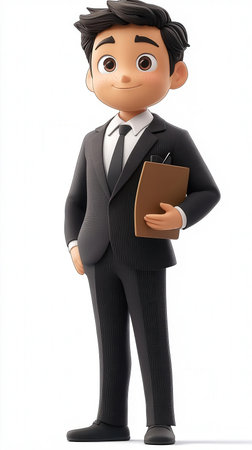 3d business people illustration. Businessman standing and holding clipboard.の写真素材