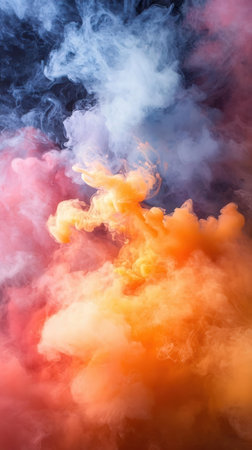 Colorful cloud of smoke of different colors on a black isolated backgroundの写真素材