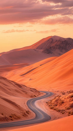 Sunset over the Namib Naukluft National Park in Namibiaの写真素材
