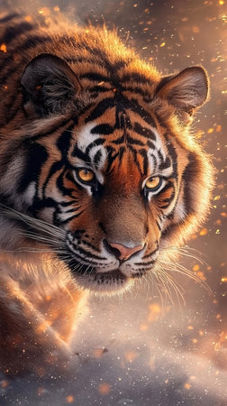 Siberian Tiger on a dark background. 3D illustration.