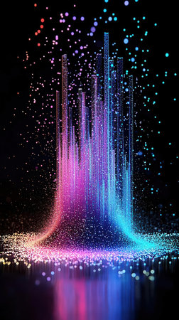 abstract 3d illustration of multicolor lights on black background