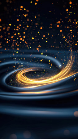 Abstract background with bokeh defocused lights and waves. Vector illustration