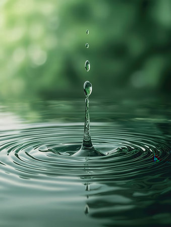 Falling drops of water. Splash effect after collision a falling drops with water Surface