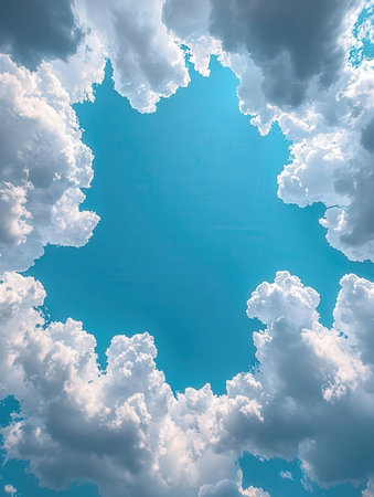 clouds in the blue sky as a frame, 3d illustrationの写真素材