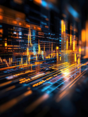 Futuristic technology abstract background with glowing lines and bokeh