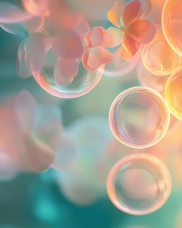 abstract background with bokeh defocused lights and soap bubbles