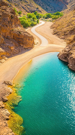 Beautiful turquoise colored lake in the mountains of Morocco.の素材