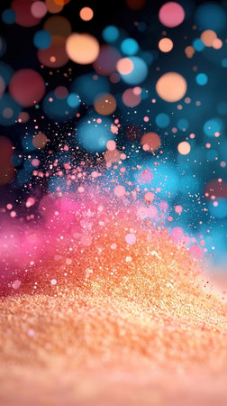 glitter vintage lights background. silver, blue and pink. de-focusedの素材