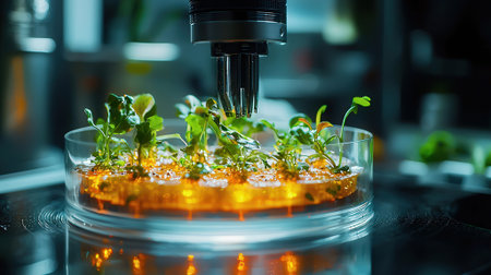 Microbiological laboratory research and development concept. Biochemistry, genetics, medicine and plant breeding.の素材