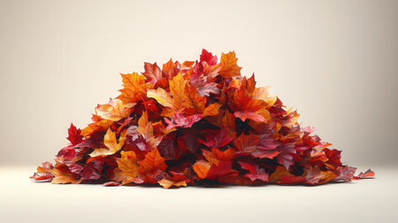 Autumn maple leaves on light background. 3d render illustration.の素材