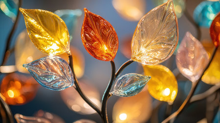 Close up of decorative christmas garland lights with copy space.の素材