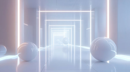 Abstract modern architecture background, empty open space interior. 3D renderingの素材