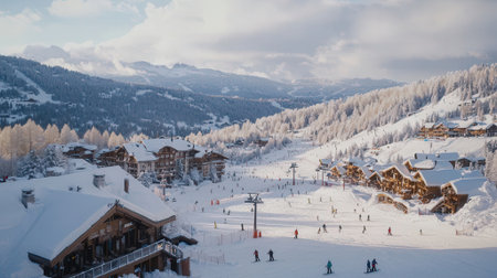 Panoramic view of the Swiss alps in winter, Switzerlandの素材
