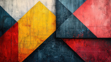 Colorful abstract background with geometric shapes. Texture of old concrete wall.の素材