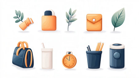 Set of coffee and tea icons. Vector illustration in cartoon style.の素材