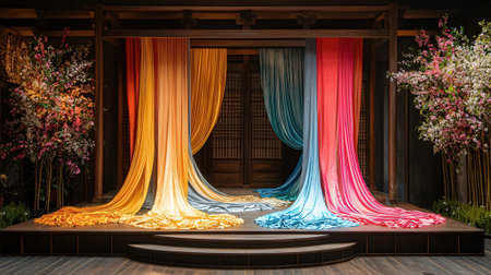 Wedding ceremony with curtains and chairs in the traditional Chinese styleの素材