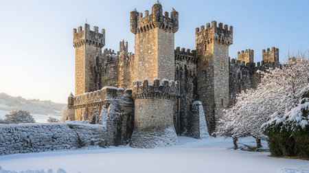 Castle in winter, Carcassonne, Occitanie, Franceの素材