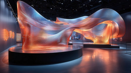 3D rendering, Futuristic exhibition in the exhibition hall, art designの素材