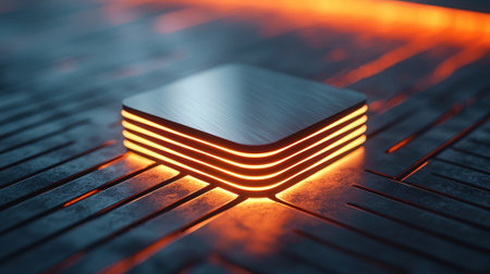 A closeup shot of a chip on a metal surface - 3D renderの素材