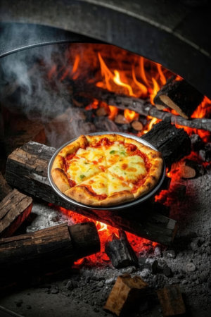 pizza on the fire, food closeupの写真素材