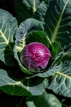 Cabbage in the garden. Close-up. Selective focus.の写真素材