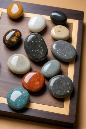Japanese zen game, closeup of a zen stone setの写真素材