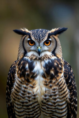 Great Horned Owl (Bubo virginianus) portraitの写真素材