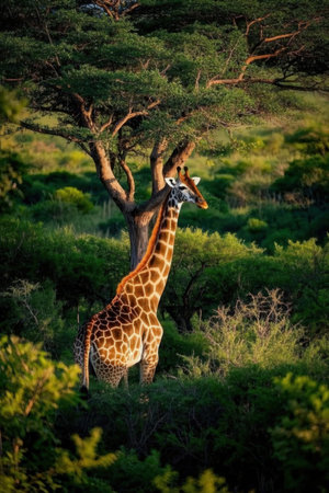 Giraffe in the Okavango Delta - Moremi National Park in Botswanaの写真素材