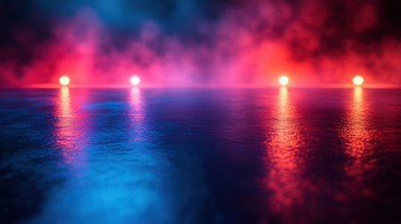 Abstract background with neon lights. Glowing particles. 3d renderの素材