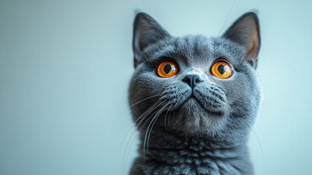 Portrait of a british shorthair cat with orange eyesの素材