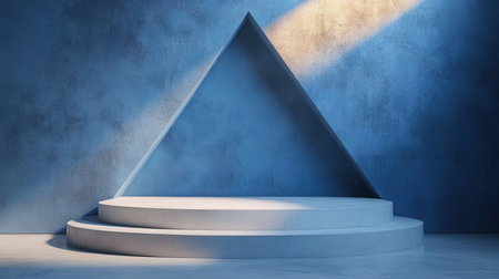 3d render, abstract blue background, podium, pedestal, stageの素材